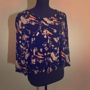 Black floral blouse with cut out back